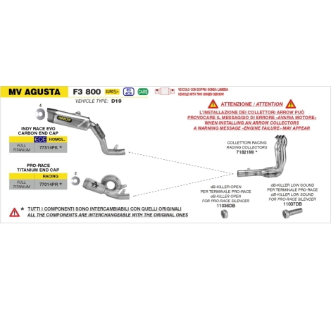 Kit Collettori In Inox Per Mv F3 800 Mv Agusta F3 800 '25 (E5) / '26 (E5+)