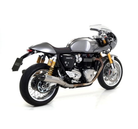 Marmitte Pro Racing Inox Triumph Thruxton 1200/1200R '16 Dx+Sx Con Fond. Carby Ric.Originale Omologate