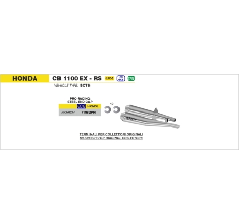 Marmitte Pro-Racing Inox Honda Cb 1100 '17 Dx+Sx Ricambio Originale Ed Arrow Omologate