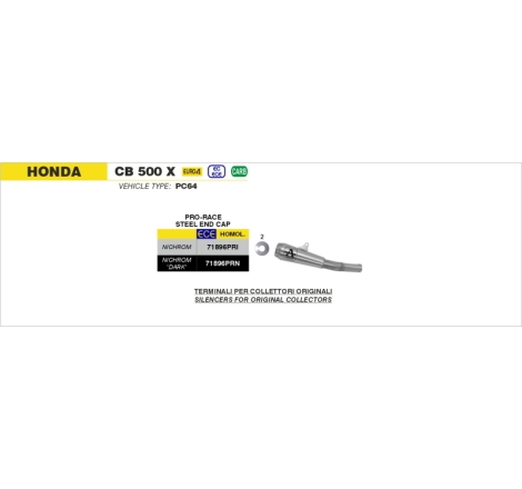 Marmitta Omologata Pro-Race Nichrom Raccordo Saldato Honda Cb 500X '19 Ric.Originale + Ric.Arrow