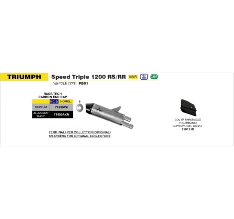Marmitta Omologata Titanio Triumph Speedtriple 1200Rs '21/23 Con Fond.Carby Ric.Originale