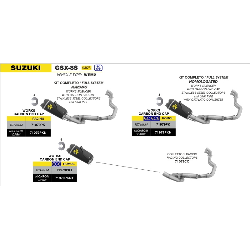 Kit Collettori+Terminale Works Titanio Per Suzuki Gsx-8R / Gsx-8S E5+ '24