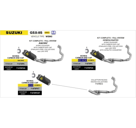 Kit Collettori+Terminale Works Nichrom Dark Per Suzuki Gsx-8R / Gsx-8S E5+ '24