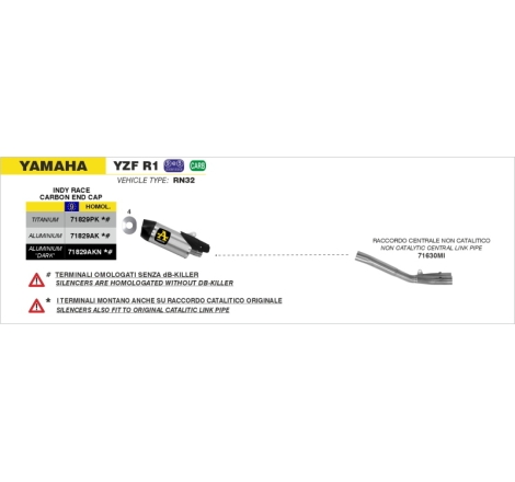 Silenziatore Indy Race Evo In Alluminio Nero Per Yamaha Yzf R1 2017/2025