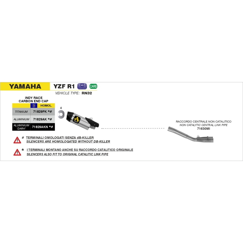 Silenziatore Indy Race Evo In Alluminio Nero Per Yamaha Yzf R1 2017/2025