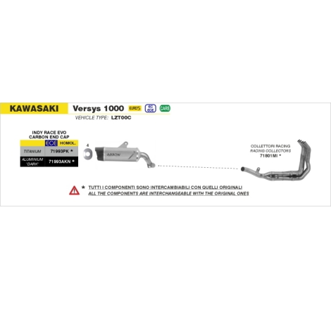 Silenziatore Indy Race Evo Alluminio Dark Per Kawasaki Versys 1100 E5+ '25