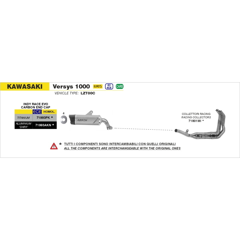 Silenziatore Indy Race Evo Titanio Per Kawasaki Versys 1100 E5+ '25