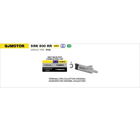 Silenziatore Indy Race Evo In Alluminio Nero Per Qj Motor Srk800Rr E5 2025
