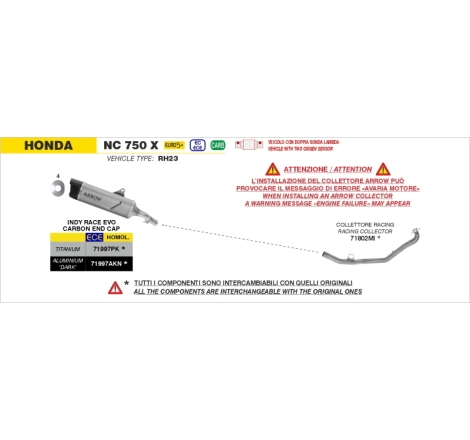 Silenziatore Indy Race Evo In Alluminio "Dark" Per Honda Nc750X E5+ 2025