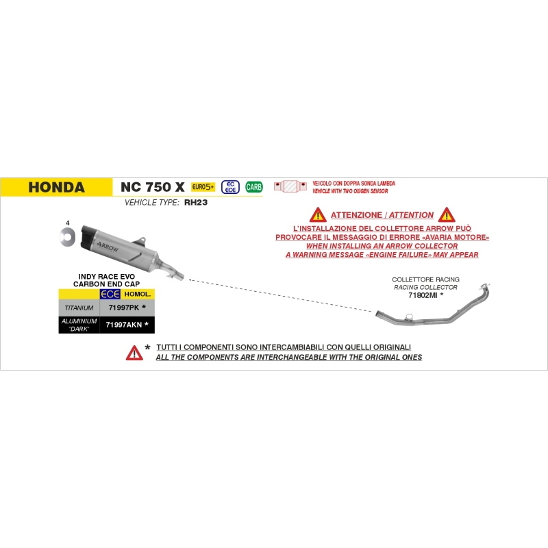 Silenziatore Indy Race Evo In Titanio Per Honda Nc750X E5+ 2025