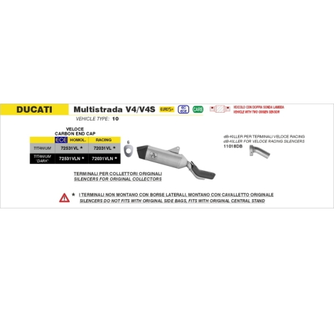 Silenziatore Veloce In Titanio "Dark" Per Ducati Multistrada V4 / V4S E5+ 2025