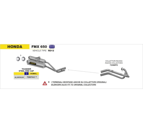 Collettori Acc.Inox 2:2 Honda Fmx 650'05-06 Ric.Arrow