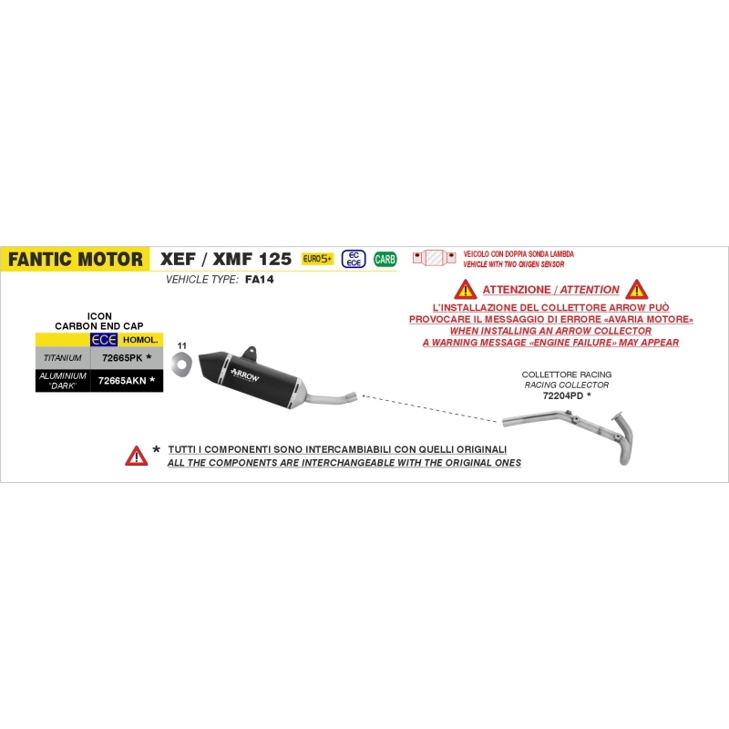 Collettore In Acciaio Inox Per Fantic Xef 125 E5+ 2025