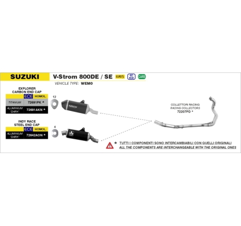 Kit Collettori In Inox Per Suzuki V-Strom 800De/Se E5+ 2025