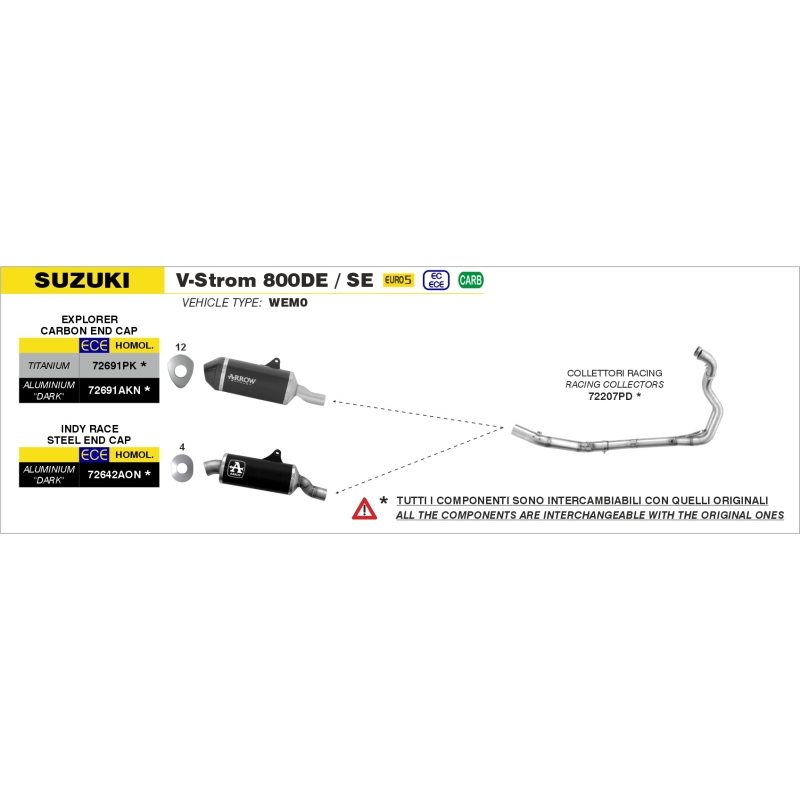 Kit Collettori In Inox Per Suzuki V-Strom 800De/Se E5+ 2025