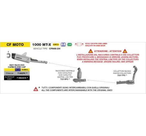 Kit Collettori In Inox Per Cf Moto 1000Mt-X E5+ 2026