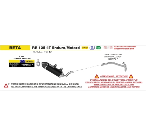 Collettore In Inox Per Beta Rr125 4T Enduro/Motard E5+ '26