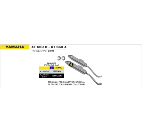 Marmitte Thunder Alluminio Yamaha Xt 660X / Xt 660 R Dx+Sx Ric.Originale Omologata Eec