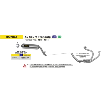 Marmitta Alluminio Race-Tech Honda Xl 650 V Transalp'01-07 Omologata Eec