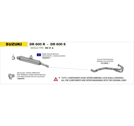 Marmitta Inox Paris Dakar Suzuki Dr 600R'85-87 Omologata