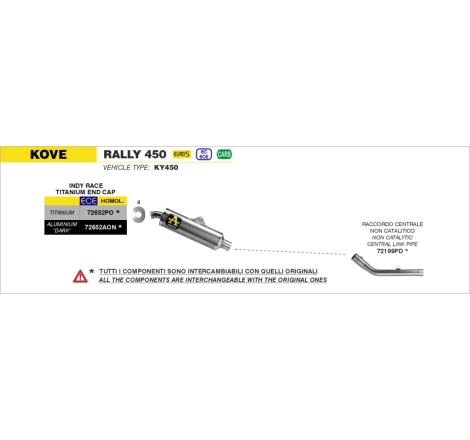 Marmitta Omologata Indy-Race Titanio Per Kove 450 Rally