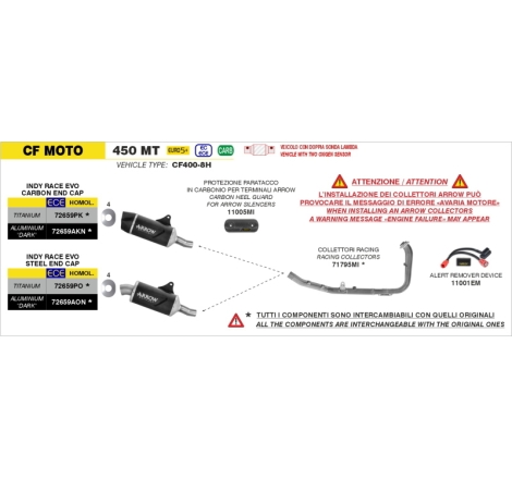 Silenziatore Indy Race Evo Titanio Per Cf Moto 450Mt '25