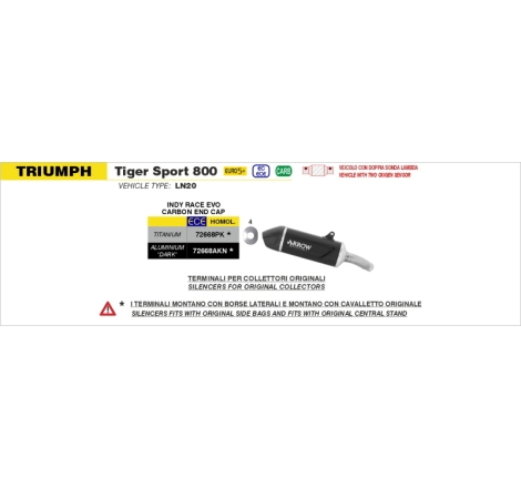 Silenziatore Indy-Race Evo In Alluminio "Dark" Per Triumph Tiger Sport 800 E5+ 2025