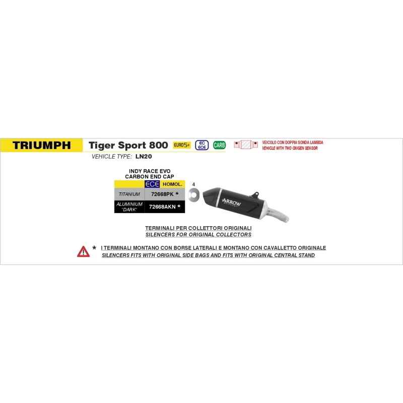 Silenziatore Indy-Race Evo In Titanio Per Triumph Tiger Sport 800 E5+ 2025