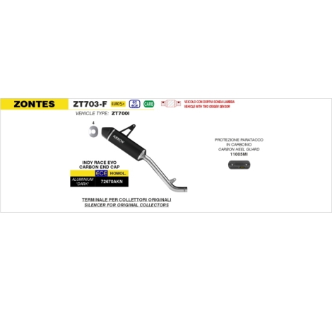 Silenziatore Indy-Race In Alluminio "Dark" Per Zontes 703F E5+ '25
