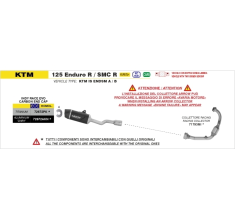 Silenziatore Indy-Race Evo In Alluminio "Dark" Per Ktm 125 Enduro R / Smc R E5+ 2025/2026