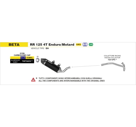 Silenziatore Icon In Alluminio "Dark" Per Beta Rr 125 4T E5 Enduro / Motard '24/'25