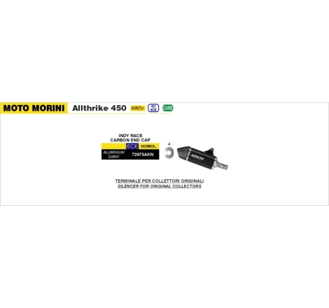 Silenziatore Indy Race In Alluminio "Dark" Per Moto Morini Allthrike 450 E5+ 2025/2026
