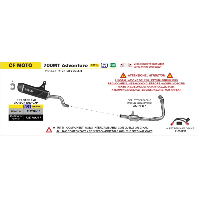 Silenziatore Indy Race Evo In Titanio Per Cf Moto 700Mt Adv E5+ '25/'26
