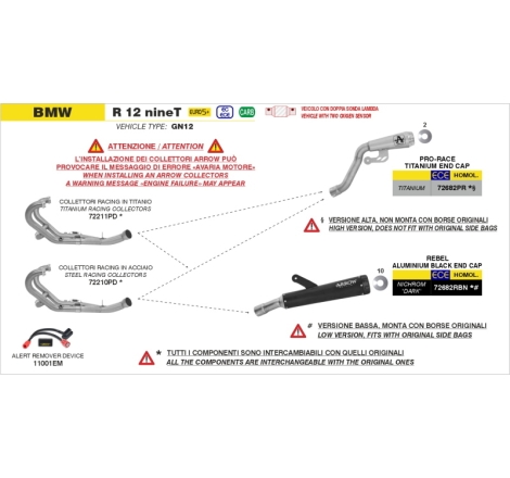 Silenziatore Pro-Race In Titanio Per Bmw R12 Nine-T E5+ 2026
