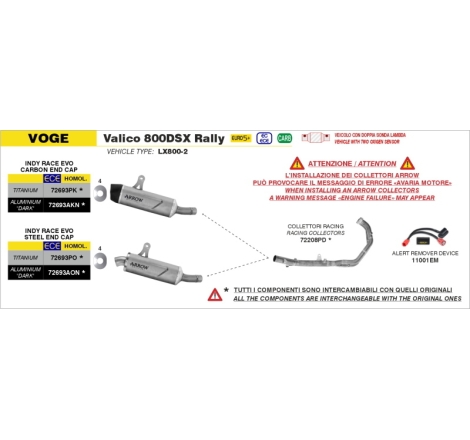 Silenziatore Indy-Race Evo In Alluminio "Dark" Per Voge Valico 800Dsx Rally E5+ 2025