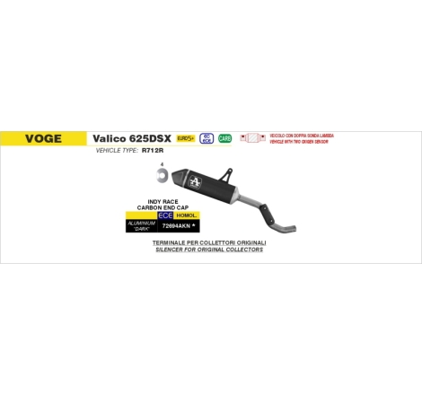 Silenziatore Indy-Race In Alluminio "Dark" Per Voge 625Dsx E5+ 2025