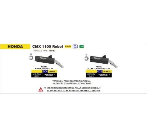 Silenziatore Rebel In Nichrom Per Honda Cmx 1100 Rebel '21/'25 - Dct E5+ 2025/2026