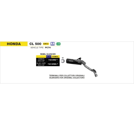 Silenziatore Rebel In Nichrom "Dark" Per Honda Cl500 E5+ 2025/2026