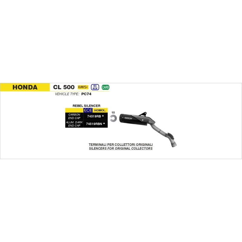Silenziatore Rebel In Nichrom "Dark" Per Honda Cl500 E5+ 2025/2026