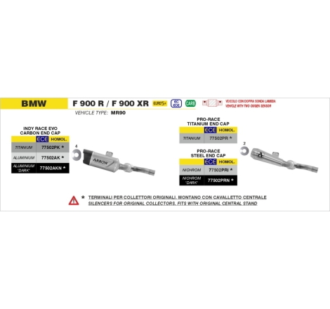 Kit Silenziatore Pro-Race In Titanio + Raccordo In Acciaio Inox Per Bmw F900R E5+ 2025