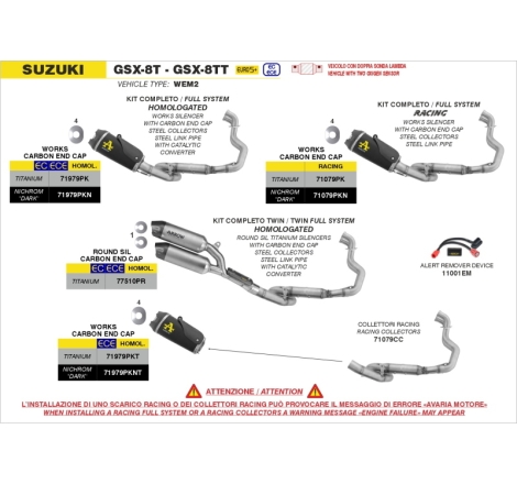 Kit Collettori Inox + Silenziatori Round-Sil In Titanio Per Suzuki Gsx-8T/Tt E5+ 2025/2026