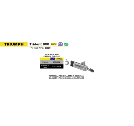 Silenziatore Indy Race Evo In Alluminio "Dark" Per Triumph Trident 800 E5+ '26