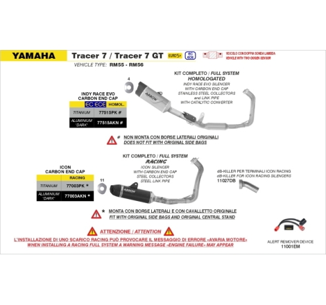 Kit Completo Passaggio Alto Con Silenziatore Indy-Race Evo In Alluminio "Dark" Per Yamaha Tracer 7/7Gt E5+ '25/'26