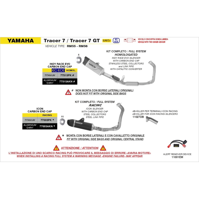 Kit Completo Passaggio Alto Con Silenziatore Indy-Race Evo In Alluminio "Dark" Per Yamaha Tracer 7/7Gt E5+ '25/'26
