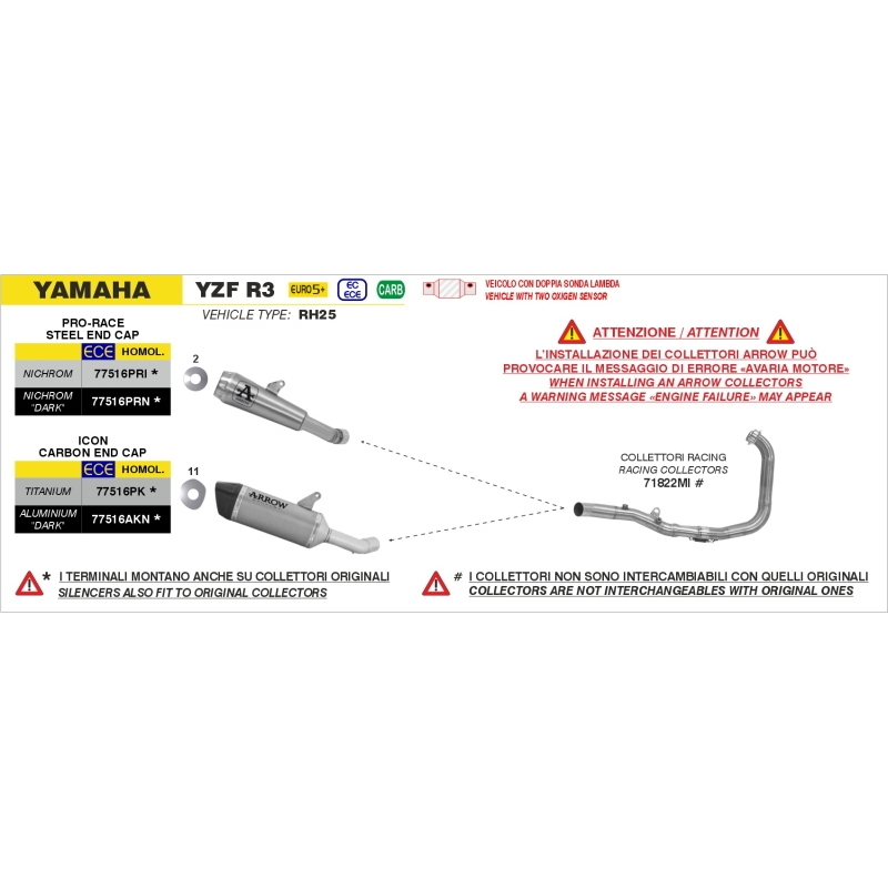 Silenziatore Pro-Race In Nichrom "Dark" Per Yamaha Yzf-R3 E5+ '25/'26