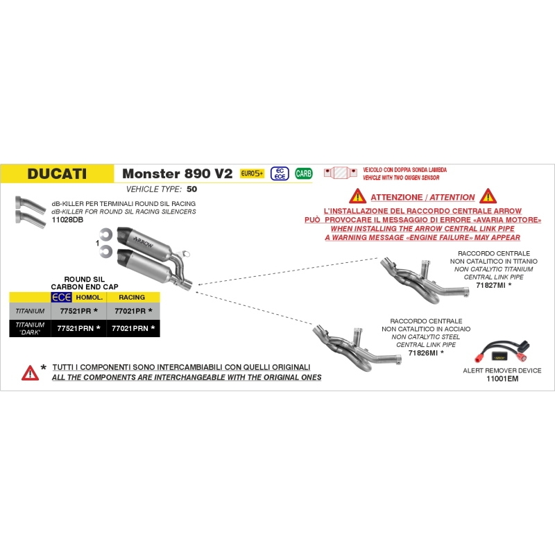 Silenziatori Derivati Da 77504Pr/Prn - Modifiche Ad Attacchi Ed Assieme Anteriore
Kit Silenziatori Omologati Round-Sil Dx/Sx In 