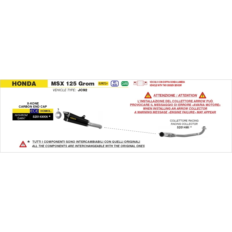 Collettore Dekat In Inox Per Honda Msx 125 E5+ '25/'26