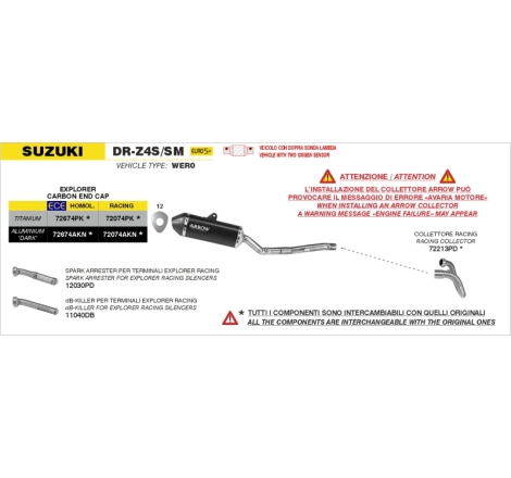 Silenziatore Explorer In Alluminio "Dark" Per Suzuki Dr-Z4S/Sm E5+ 2026