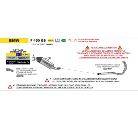 Silenziatore Indy-Race In Titanio Per Bmw F450Gs E5+ '26