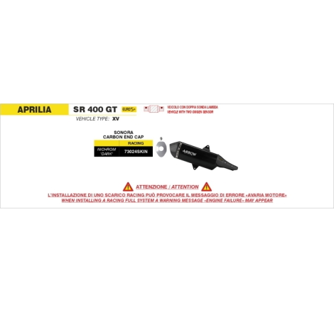 Silenziatore Sonora In Nicrhom "Dark" Per Aprilia Sr 400 Gt E5+ '26
